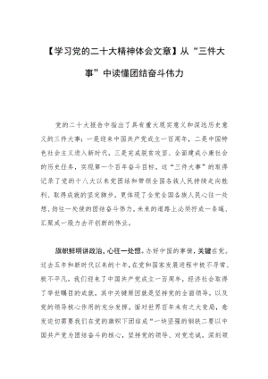 【学习党的二十大精神体会文章】从“三件大事”中读懂团结奋斗伟力.docx