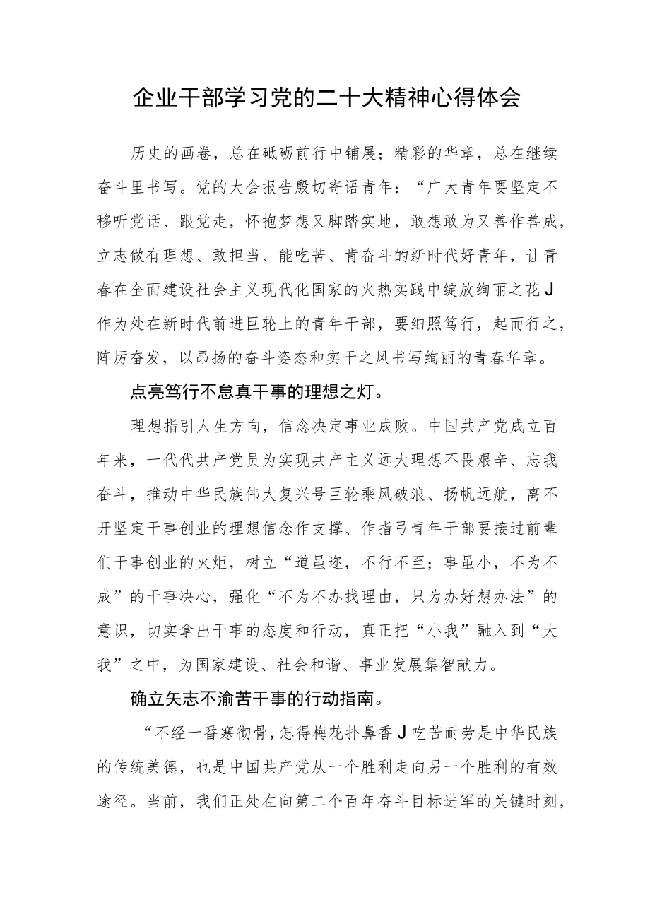 企业干部学习党的二十大精神心得体会（二）.docx_第1页