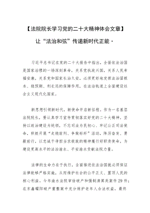 【法院院长学习党的二十大精神体会文章】让“法治和弦”传递新时代正能量.docx