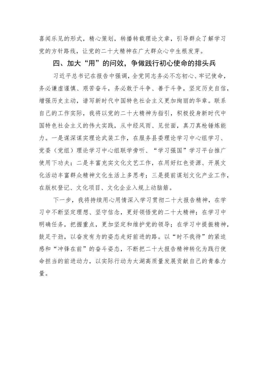 太湖县委讲师组副组长、县委宣传部社宣科科长谈二十大心得体会（20221207）.docx_第3页