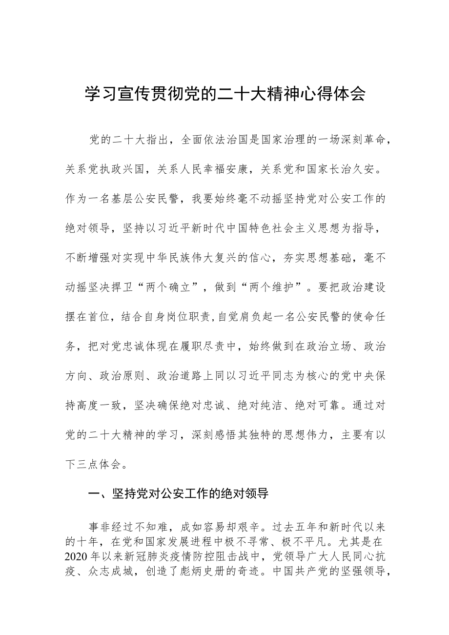 派出所所长学习二十大精神心得感悟五篇.docx_第1页