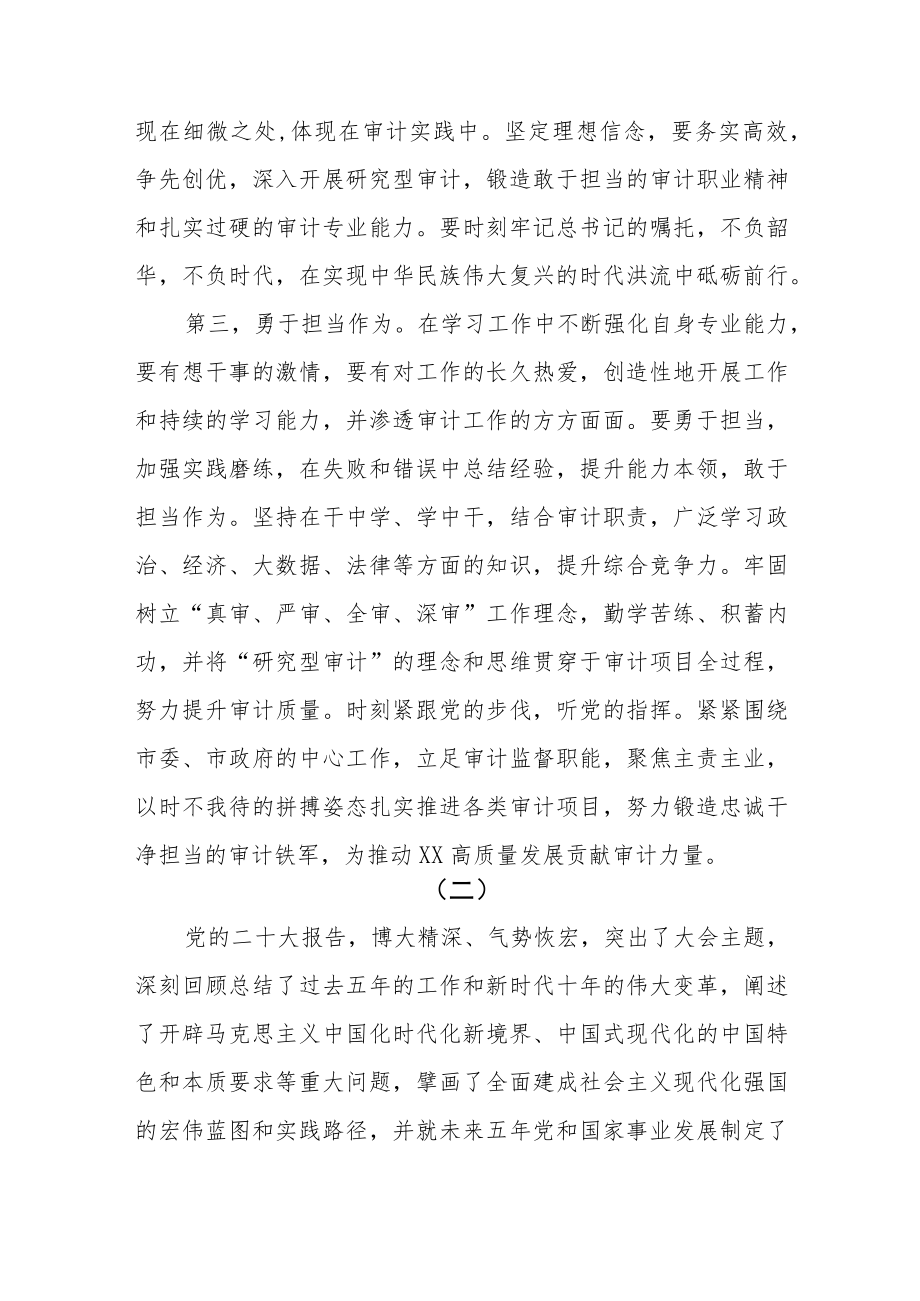 审计局党员干部学习党的二十大精神研讨心得体会发言材料共六篇.docx_第3页