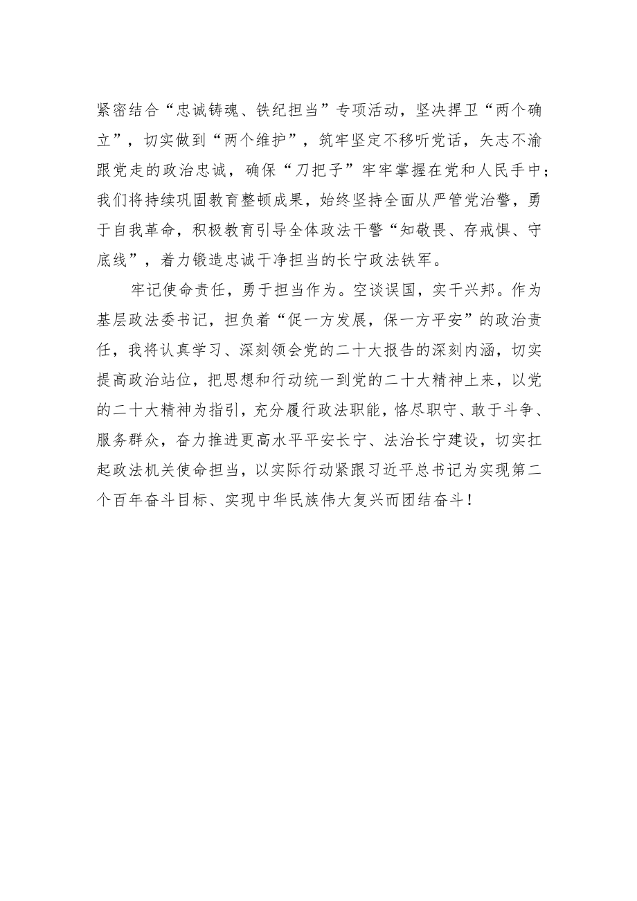 长宁县委常委、政法委书记谈二十大心得体会（20221021）.docx_第2页