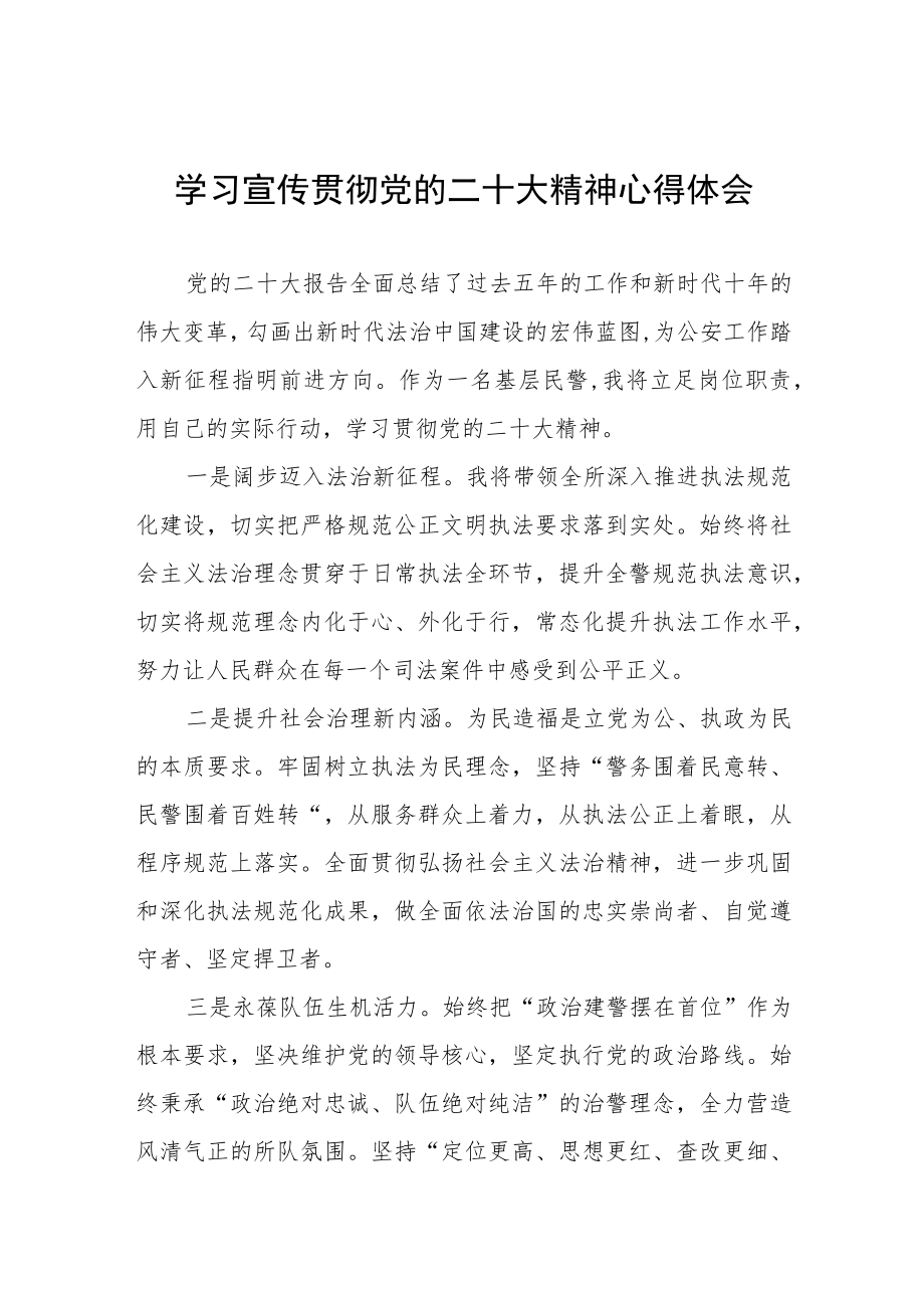 派出所所长学习党的二十大精神心得体会八篇.docx_第1页