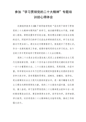 大学书记参加“学习贯彻党的二十大精神”专题培训班心得体会.docx