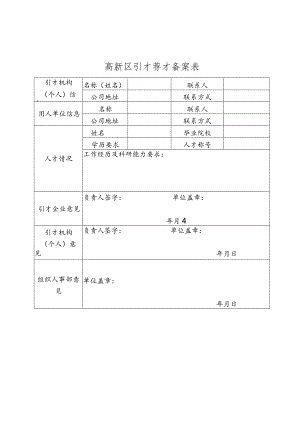 高新区引才荐才备案表.docx