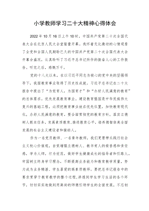 小学教师学习二十大精神心得体会.docx