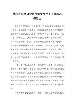 学校老师学习宣传贯彻党的二十大精神心得体会.docx