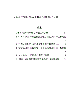 2022年依法行政工作总结汇编（6篇）.docx