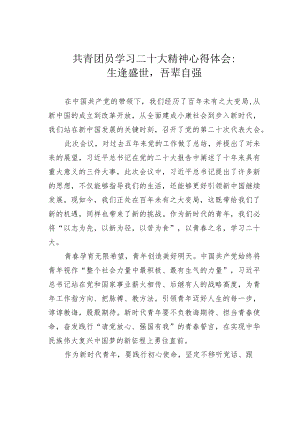 共青团员学习二十大精神心得体会：生逢盛世吾辈自强.docx