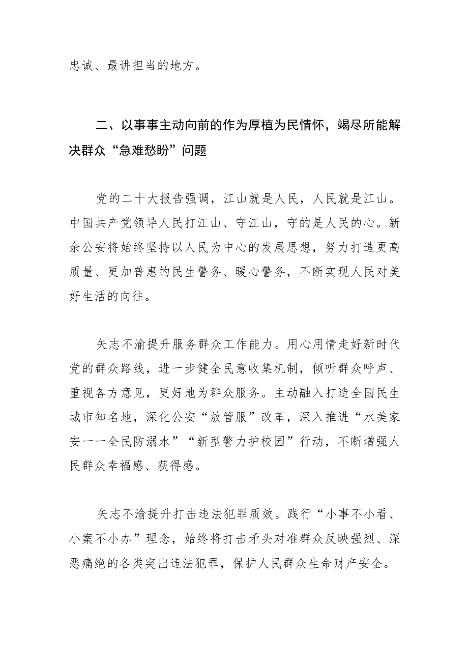 【公安系统学习党的二十大精神体会文章】踔厉奋发担使命 勇毅前行谱新篇—以党的二十大精神引领公安事业高质量发展.docx_第3页