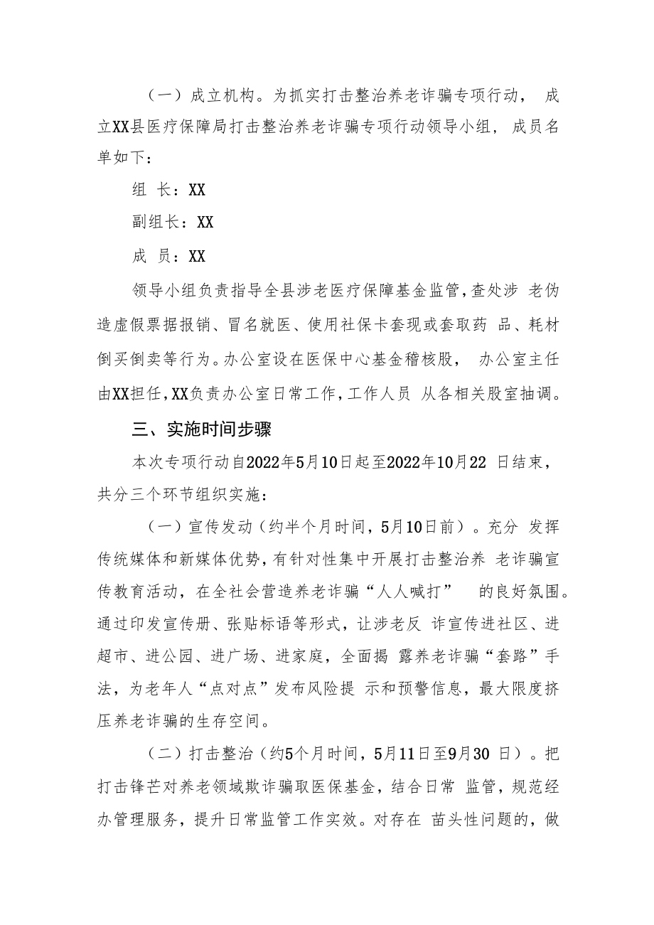 XX县医疗保障局打击整治养老诈骗专项行动实施方案.docx_第2页