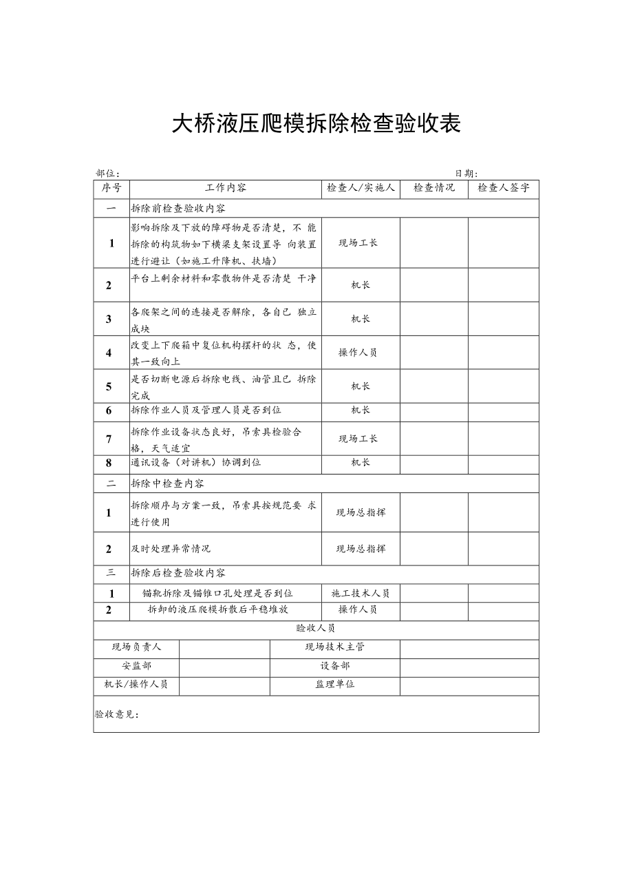 2022《液压爬模拆除检查验收表》.docx_第1页