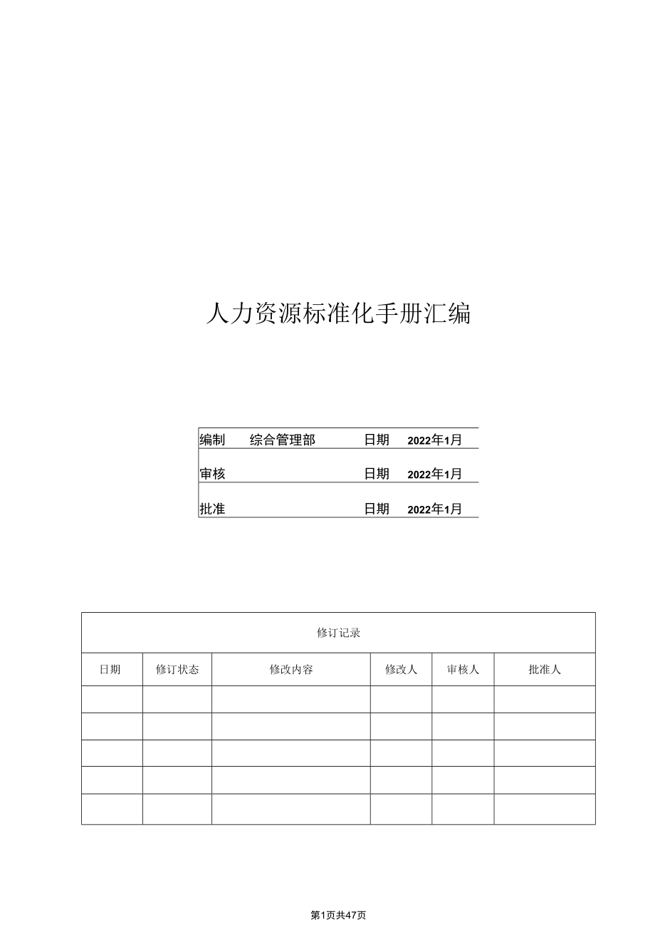 2022《人力资源标准化手册汇编》（地产行业）.docx_第1页