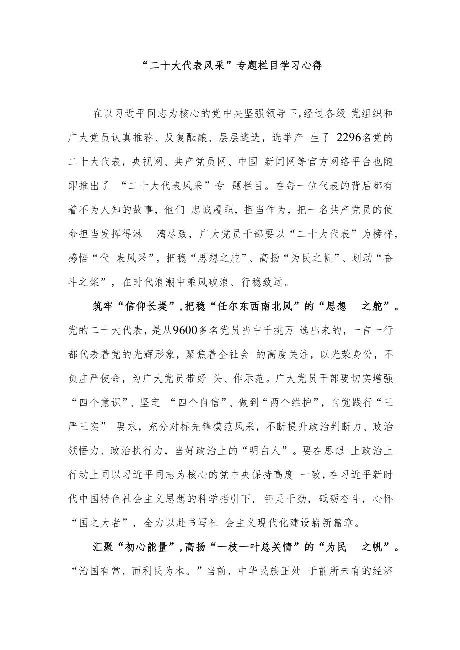 “二十大代表风采”专题栏目学习心得3篇.docx_第3页