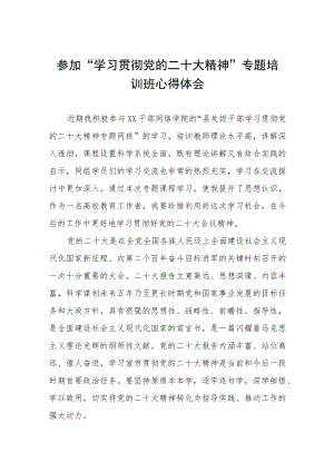 大学书记参加“学习贯彻党的二十大精神”专题培训班心得体会五篇.docx