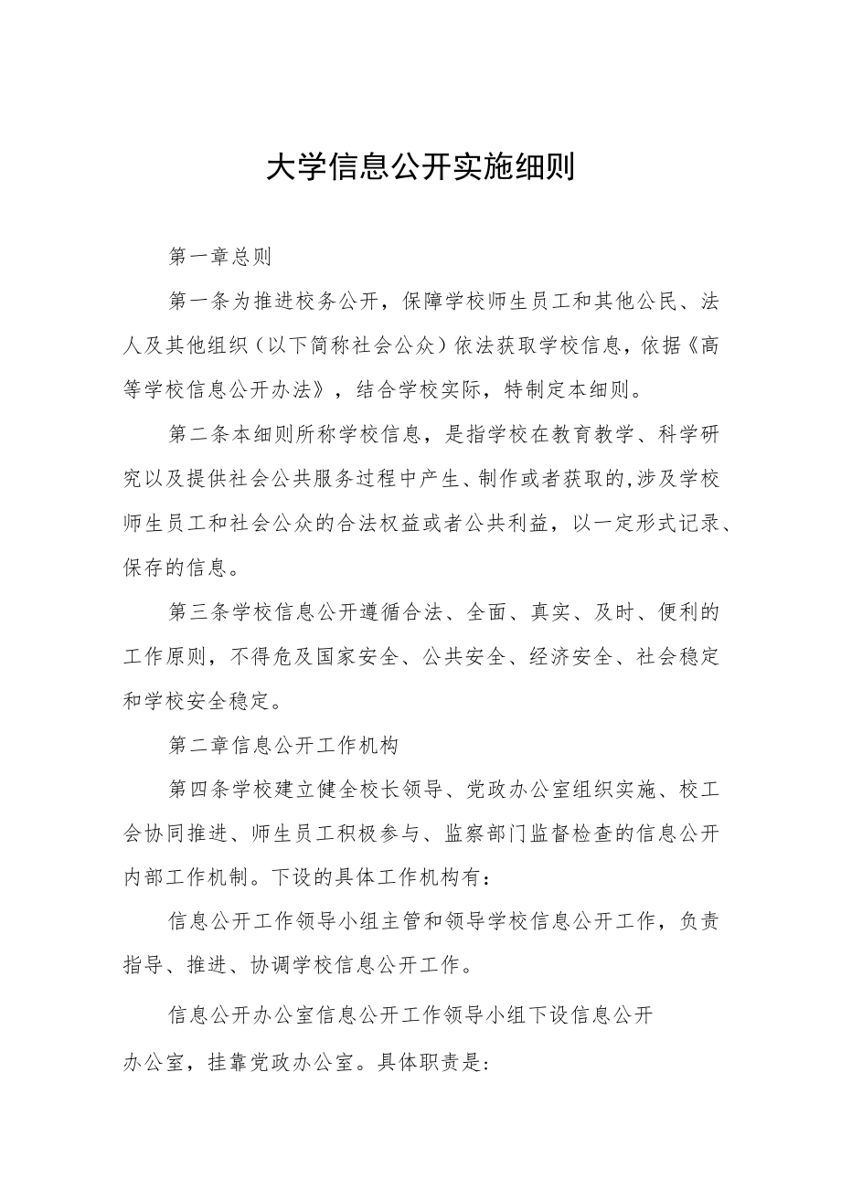 大学信息公开实施细则.docx_第1页