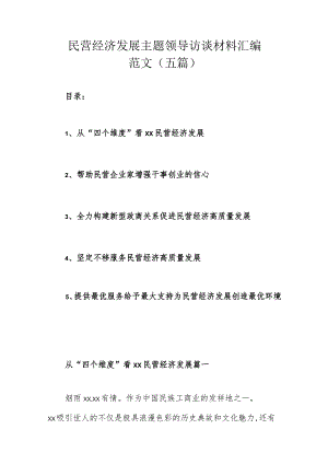 民营经济发展主题领导访谈材料汇编范文（五篇）.docx