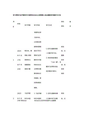 2023年第二批主题教育专题学习计划表.docx