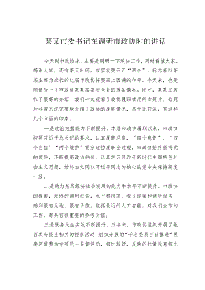 某某市委书记在调研市政协时的讲话.docx