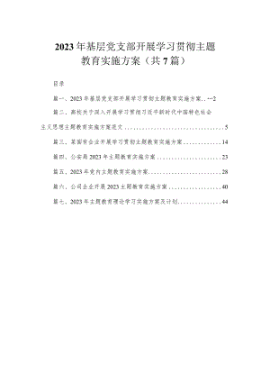 2023年基层党支部开展学习贯彻主题教育实施方案（共7篇）.docx