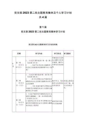 党支部2023集体及个人理论学习计划共4篇.docx