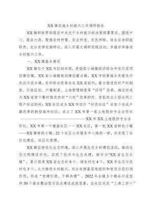 XX镇实施乡村振兴工作调研报告.docx