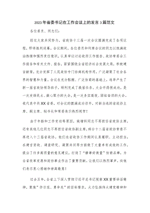 2023年省委书记在工作会议上的发言3篇范文.docx