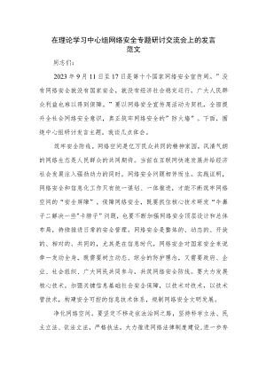 在理论学习中心组网络安全专题研讨交流会上的发言范文.docx