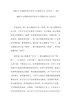 2023年主题教育读书班学习专题研讨会上的发言(二篇).docx