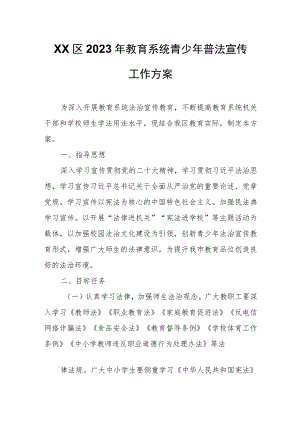 XX区2023年教育系统青少年普法宣传工作方案.docx