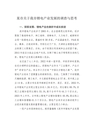 某市关于我市锂电产业发展的调查与思考.docx