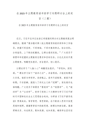 在2023年主题教育读书班学习专题研讨会上的发言(二篇).docx