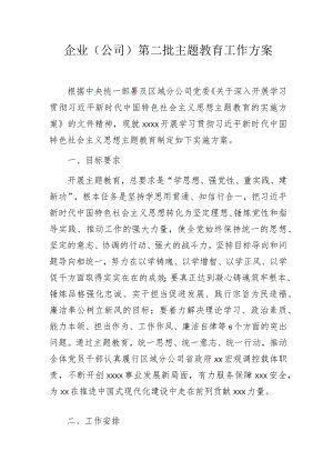 企业（公司）第二批主题教育工作方案.docx