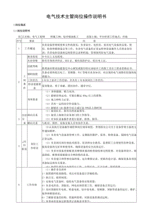 电气技术主管岗位操作说明书.docx