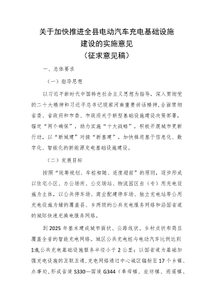 关于加快推进全县电动汽车充电基础设施建设的实施意见.docx