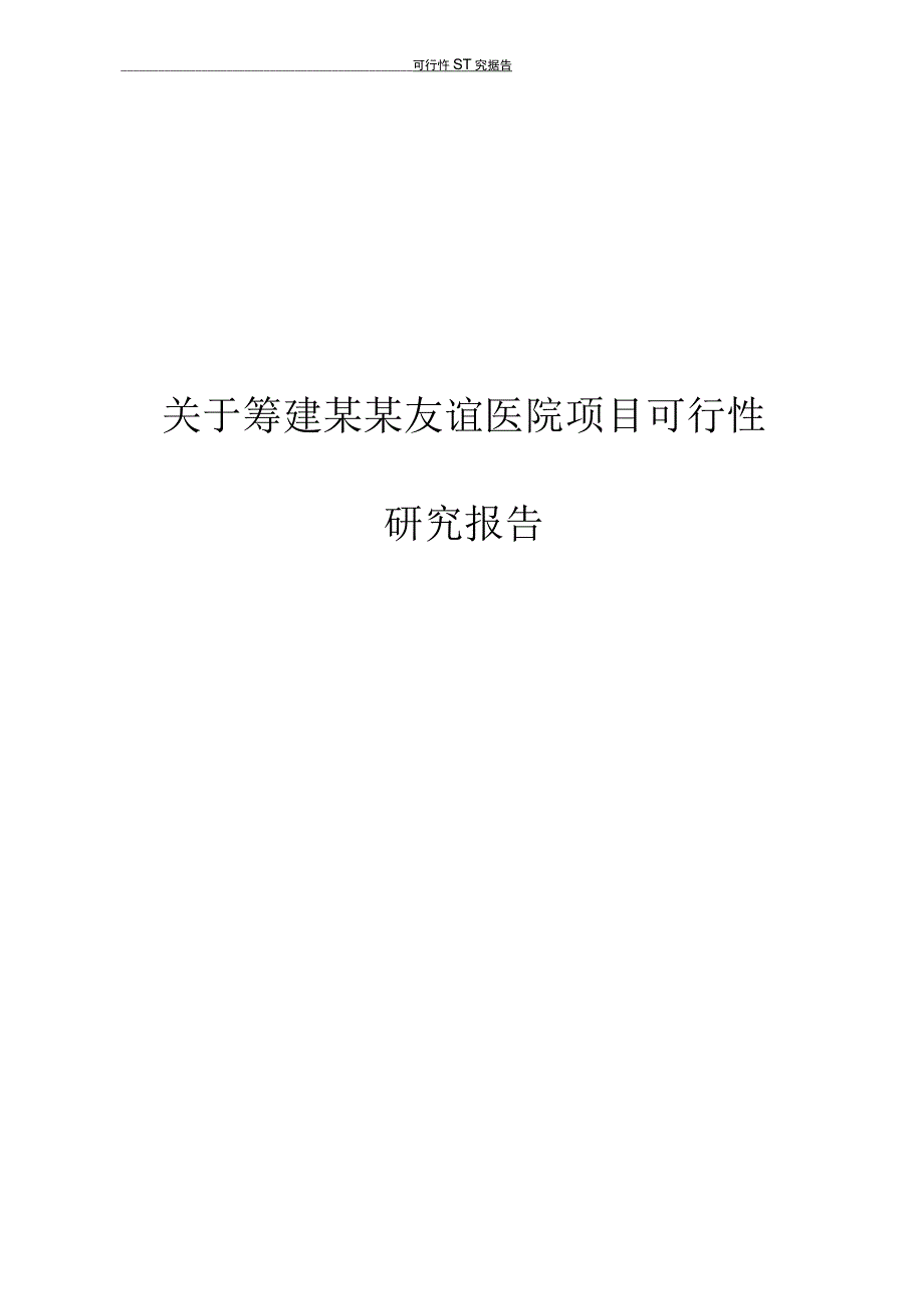 关于筹建某某友谊医院项目可行性研究报告.docx_第1页