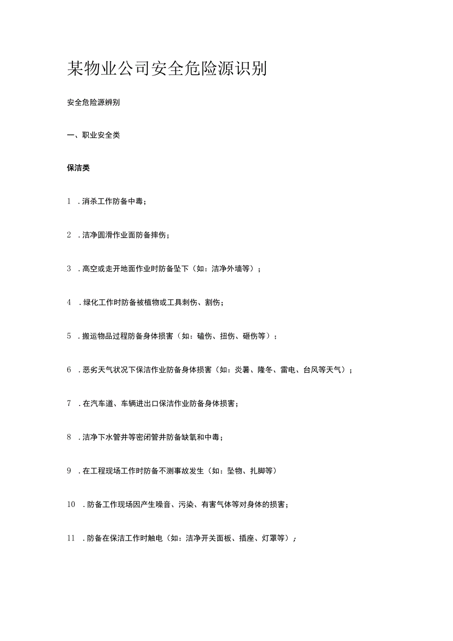 某物业公司安全危险源识别全套.docx_第1页