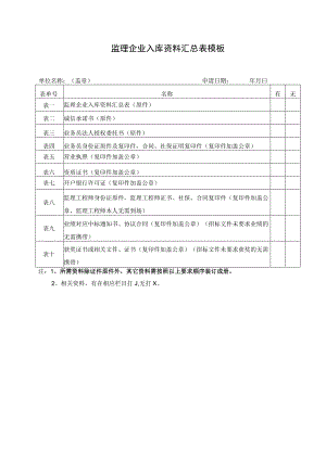 监理企业入库资料汇总表模板.docx