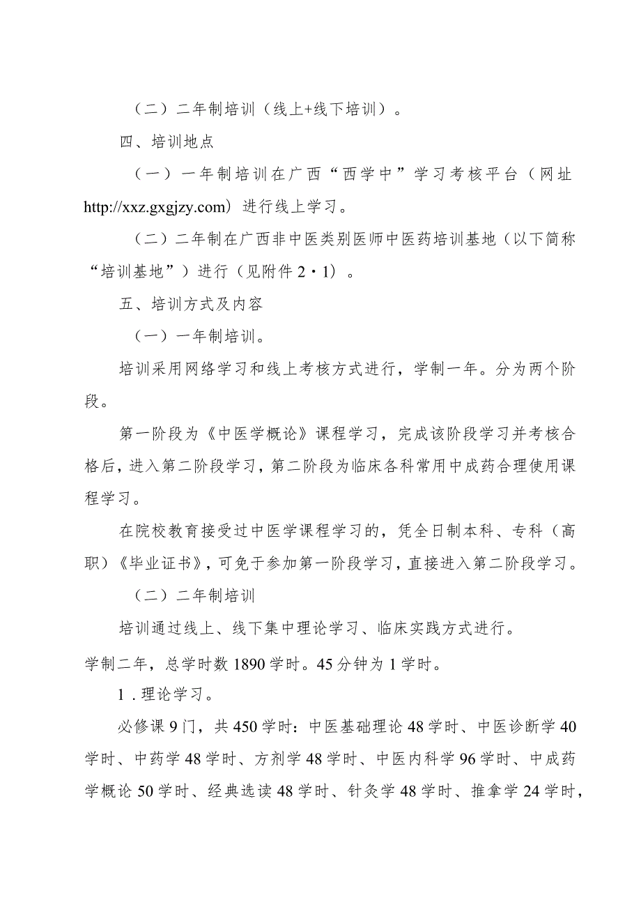 广西壮族自治区非中医类别医师学习中医药知识培训考核方案（第二次征求意见稿）.docx_第2页