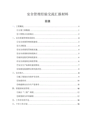 项目安全管理经验交流汇报材料.docx