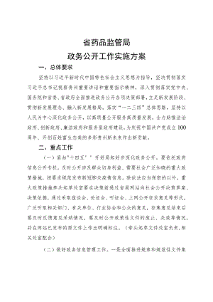 省药品监管局政务公开工作实施方案.docx