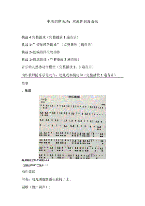 幼儿园中班音乐韵律游戏《欢迎你到海南来》教案.docx