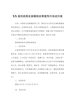 XX县民政局全县婚俗改革宣传月活动方案.docx