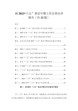 镇2023“八五”普法中期工作自查自评报告（共13篇）.docx