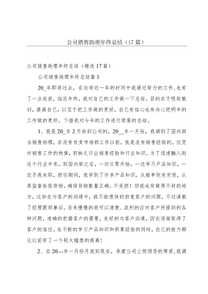 公司销售助理年终总结（17篇）.docx