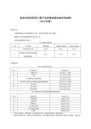 【精品范文】2023版县级市场非医用口罩产品质量监督抽查实施细则.docx