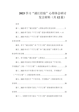 2023学习“浦江经验”心得体会研讨发言材料（共12篇）.docx