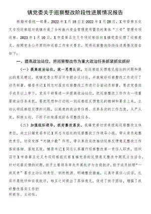 镇党委关于巡察整改阶段性进展情况报告 .docx