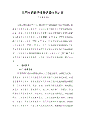 三明市钢铁行业碳达峰实施方案.docx